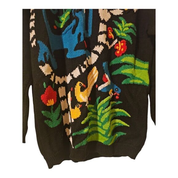 IB DIFFUSION 90s Jungle Monkeys Tropical Embroidered Sweater - Size Large - Picture 4 of 7